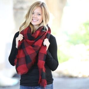 Red & black buffalo check flannel scarf